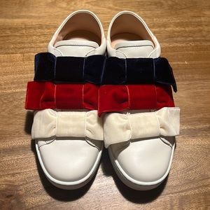NEW Gucci velvet triple bow sneakers.